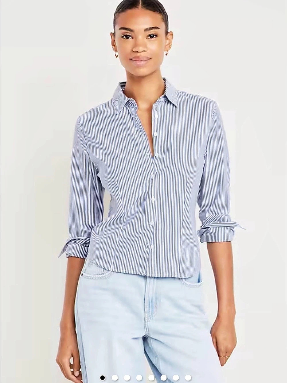 Old Navy Striped Button Down Shirt Blue & White Size Medium